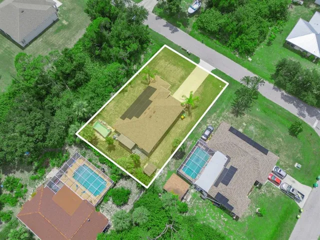 an aerial view of a house