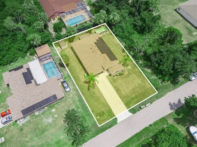 an aerial view of a house