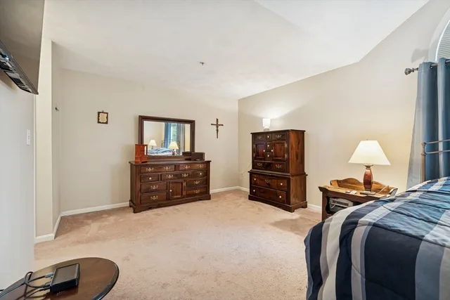 a bed room with a bed and a television