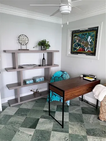 a living room with furniture and rug