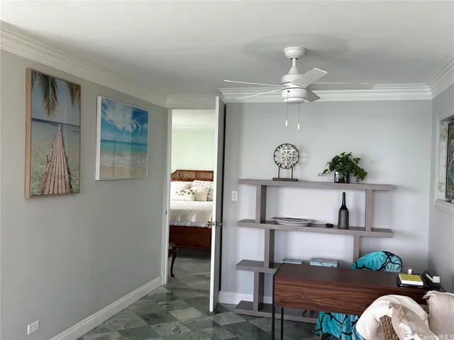 a view of kitchen with cabinets and wooden floor