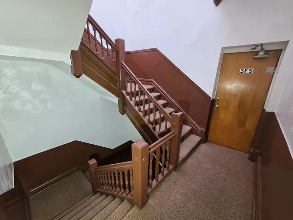 a view of stairs