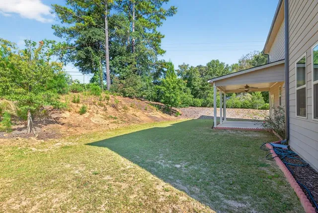 a view of backyard with green space