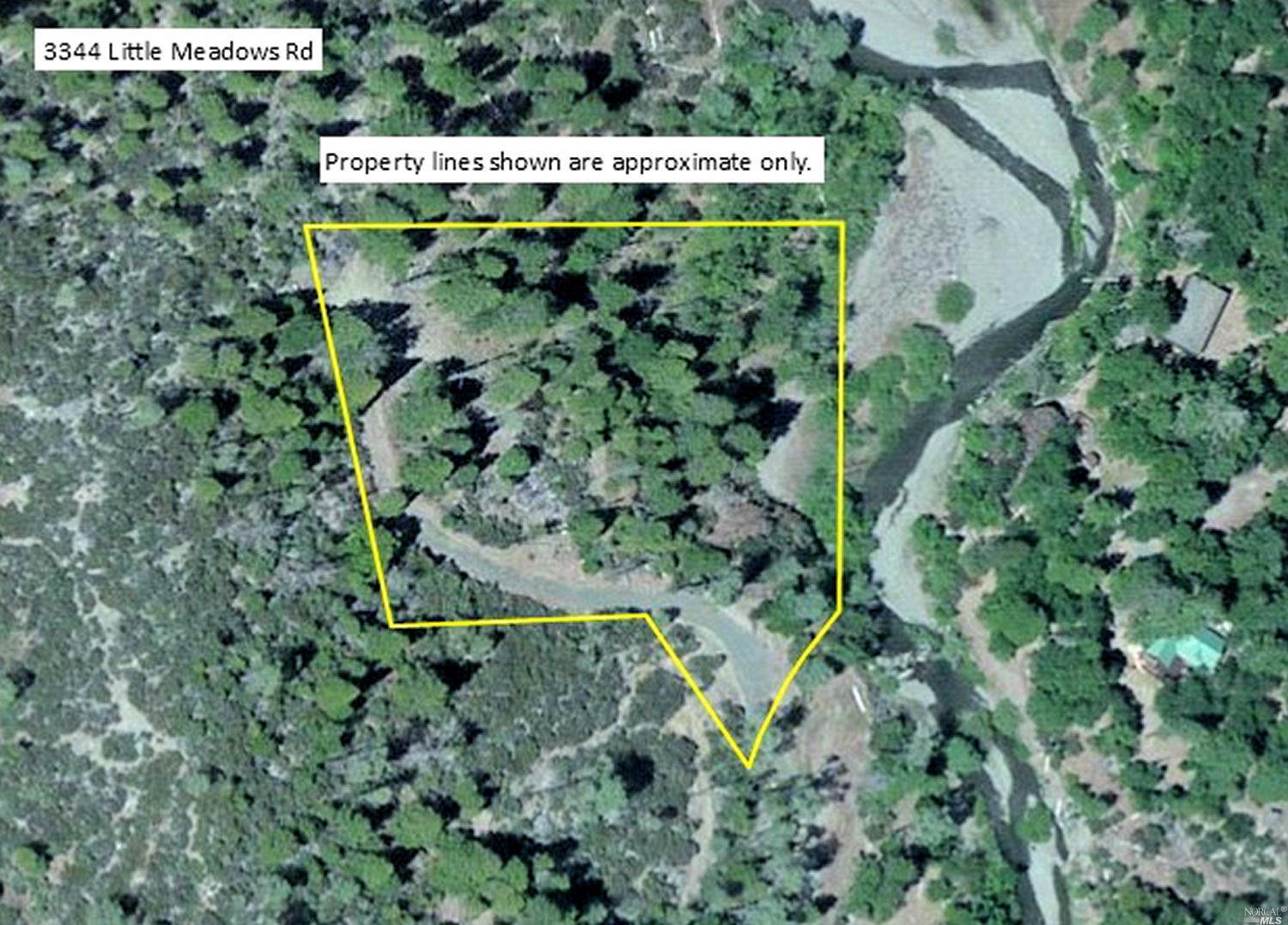 3344 Little Meadows Road Potter Valley, CA 95469 - Photo 1 of 1 Aerial photo showing approximate location of property, note Salmon Creek near the right boundary.