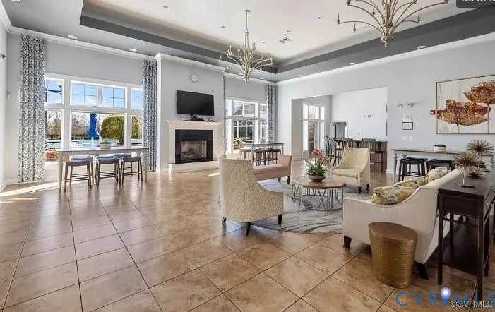 6455 Fennec Run Moseley, VA 23120 - Photo 3 of 18 Tiled living room featuring a raised ceiling, a ch