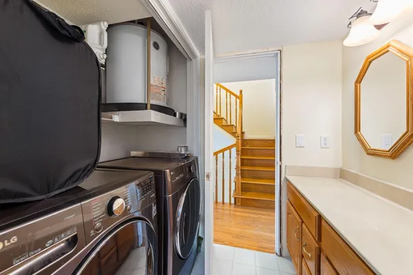 a view of a livingroom with a staircase