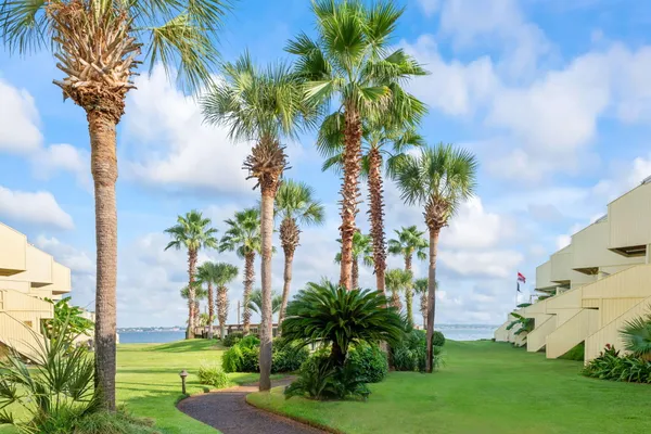 a view of a big building with many windows