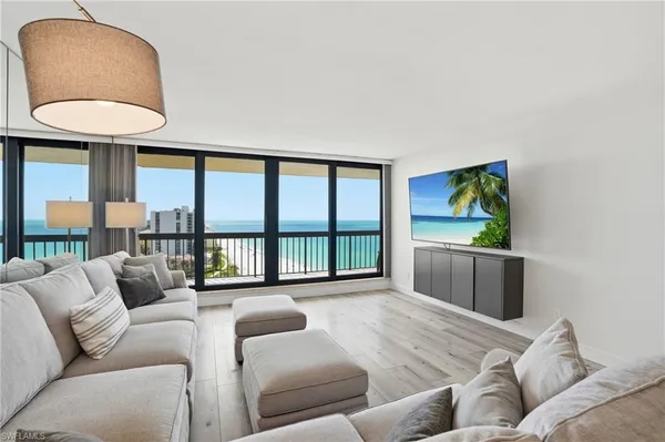 a living room with furniture