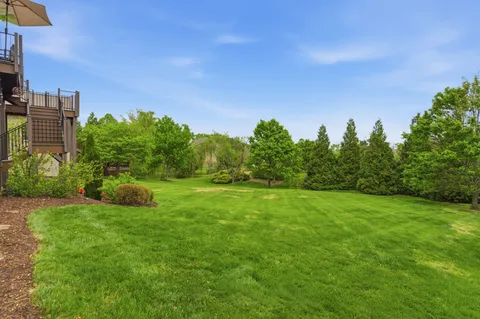 a view of a house with a big yard and potted plants