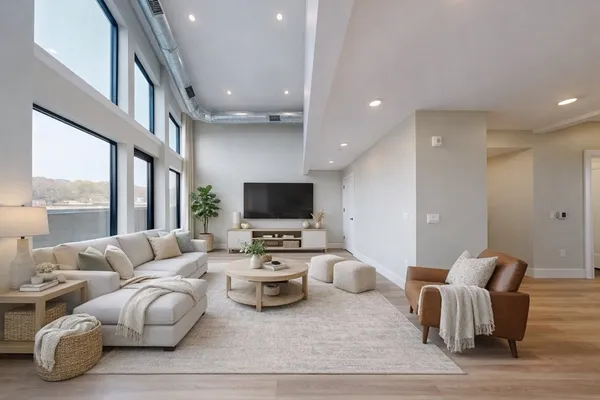 a living room with furniture and a flat screen tv