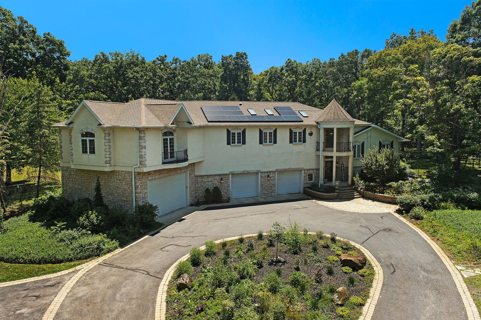 an aerial view of a house
