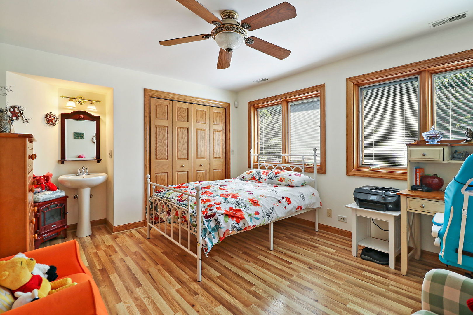4602 Sunnyside Road Woodstock, IL 60098 - Photo 20 of 73 a bedroom with a bed and wooden floor