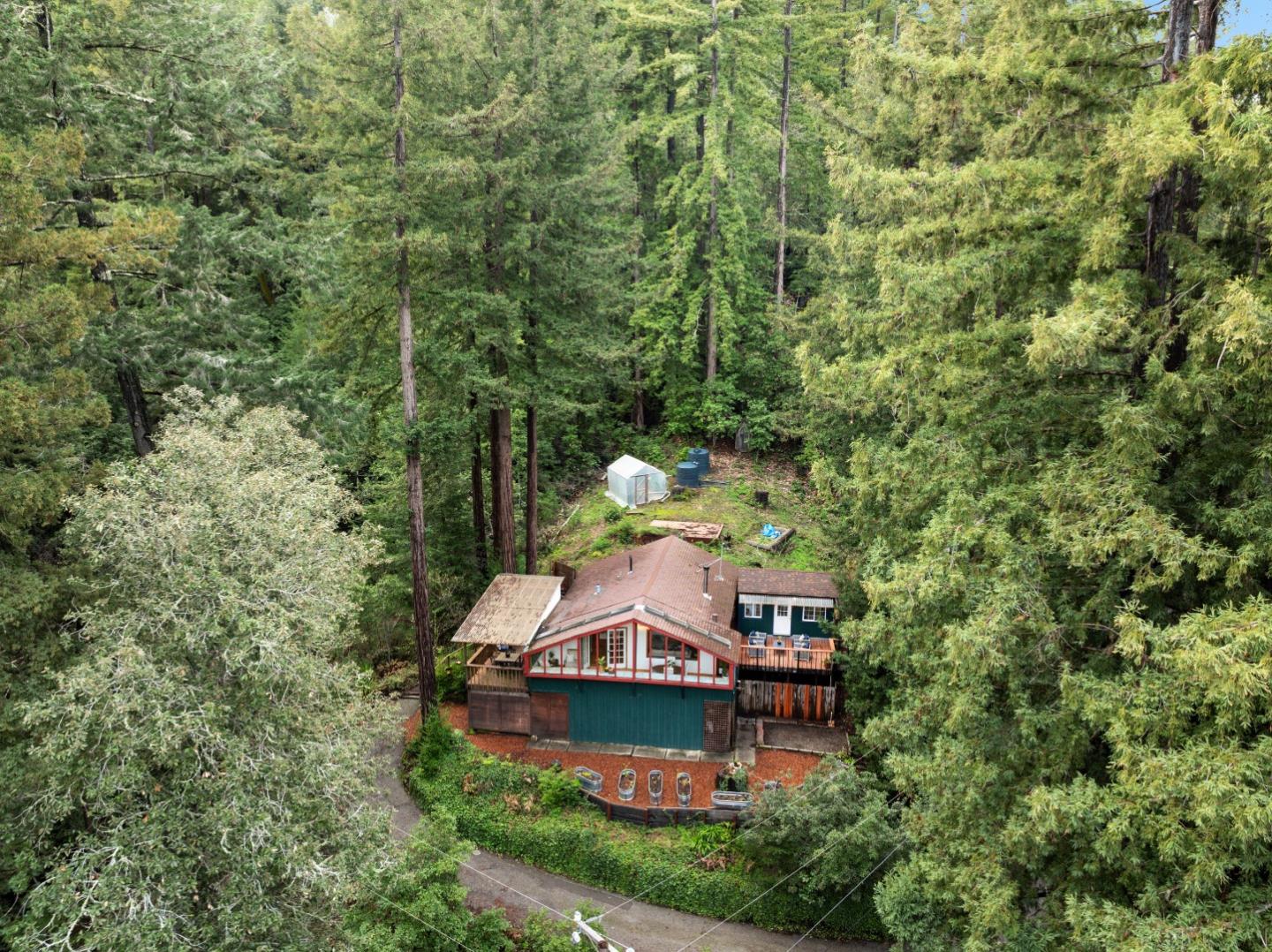 805 Fanning Grde Ben Lomond, CA 95005 - Photo 45 of 60 a aerial view of a house with a yard