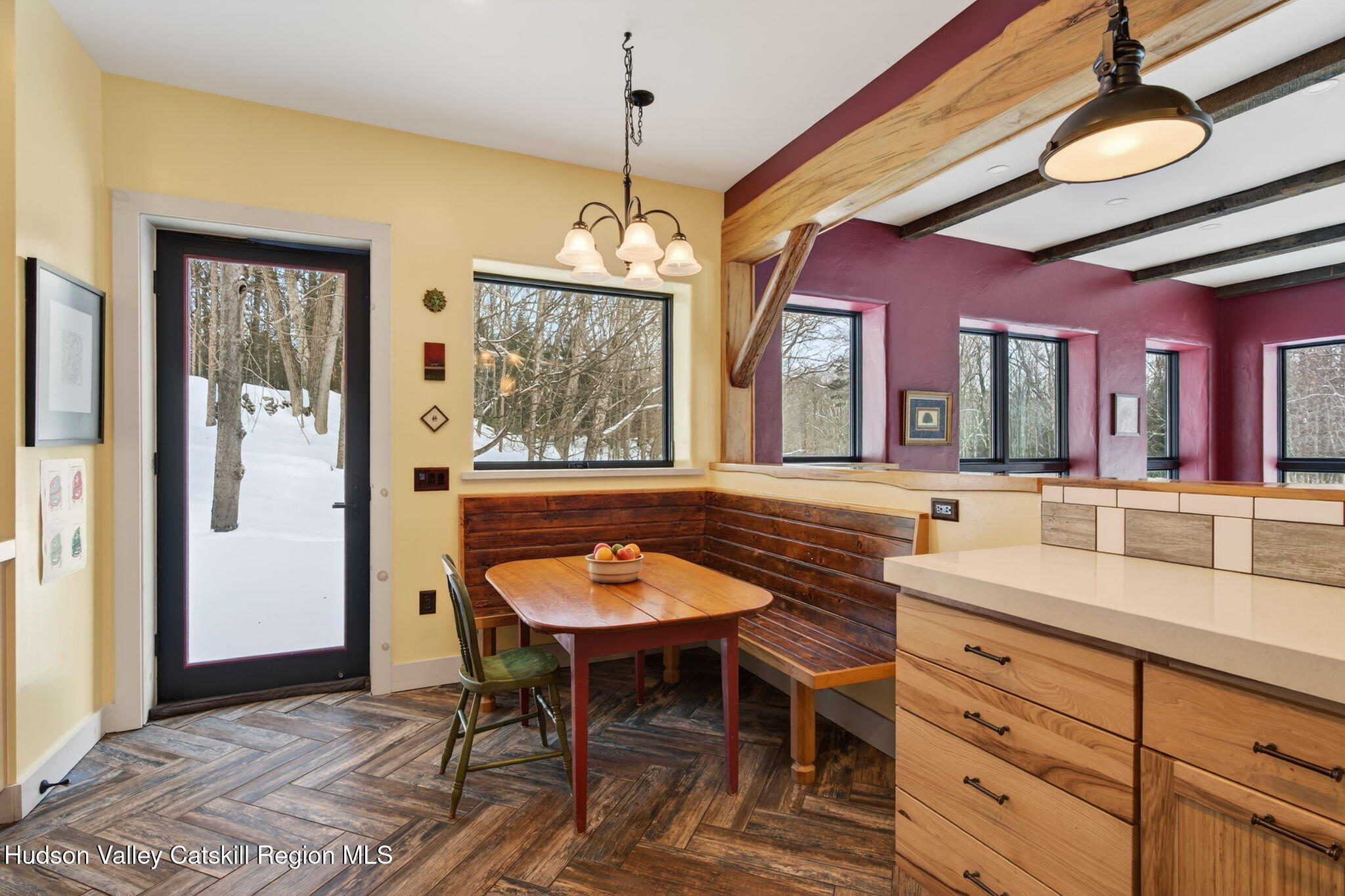 1045 Church Road Saugerties, NY 12477 - Photo 17 of 56 a view of a dining room with furniture and a chandelier