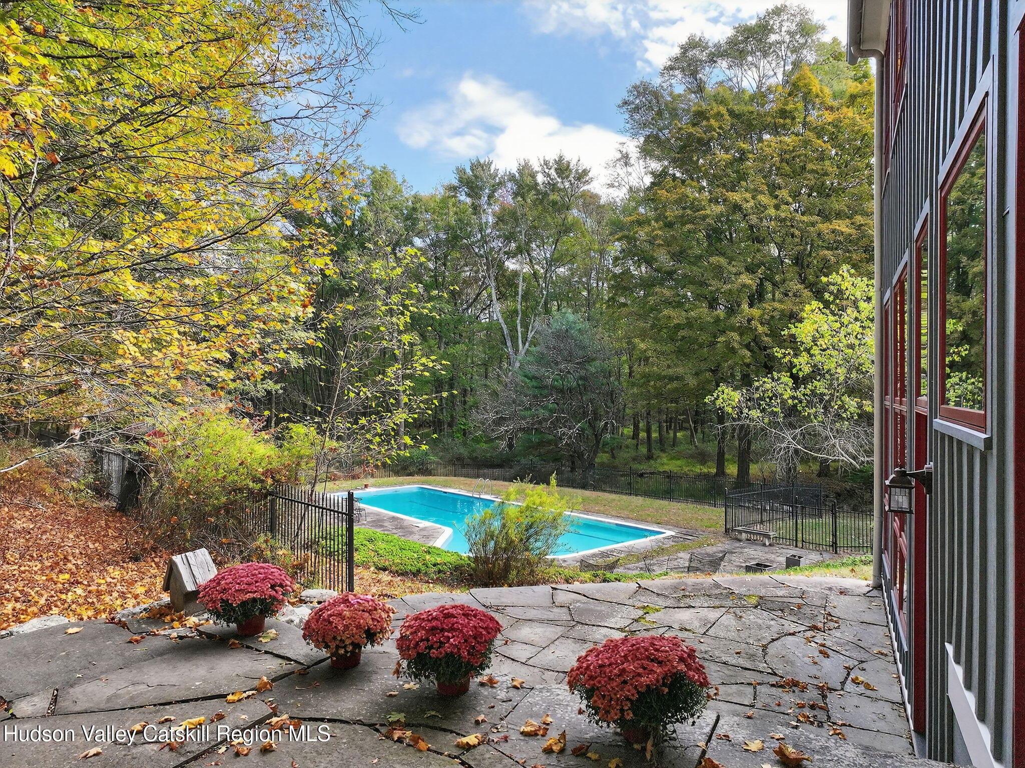 1045 Church Road Saugerties, NY 12477 - Photo 20 of 56 a backyard of a house with lots of green space and fountain