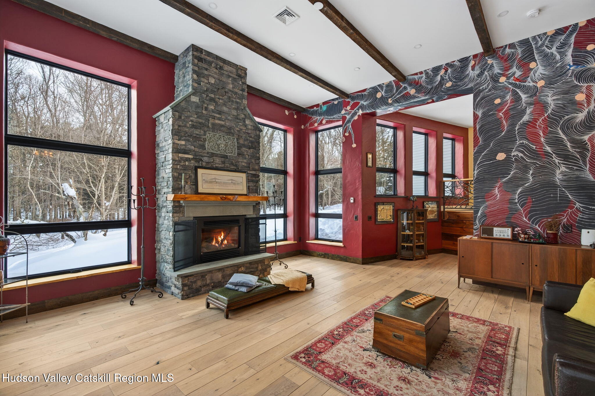 1045 Church Road Saugerties, NY 12477 - Photo 26 of 56 a living room with furniture and a floor to ceiling window