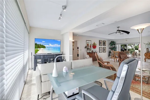 a view of a dining room and livingroom view