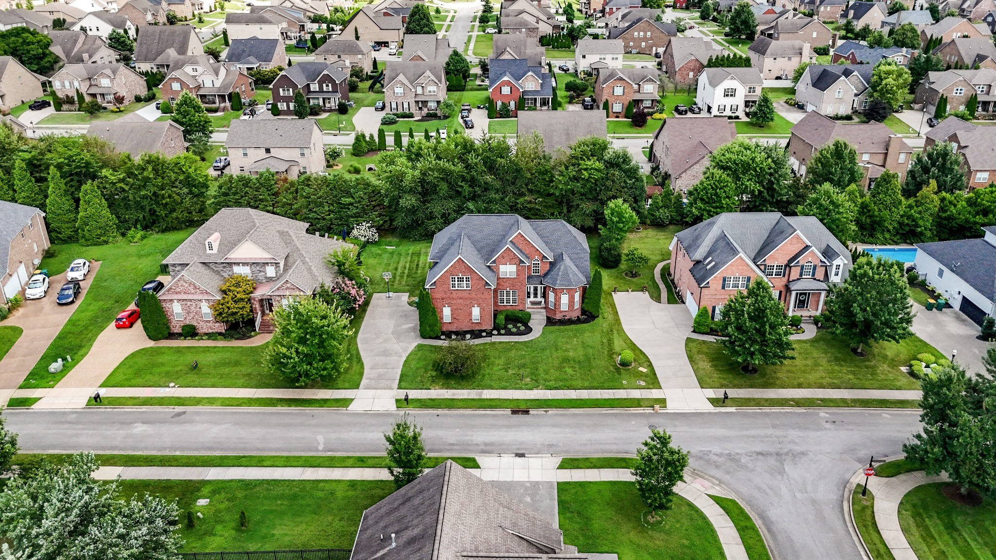 an aerial view of a house
