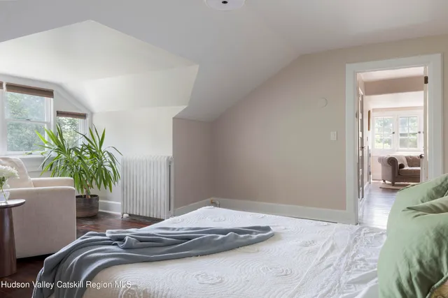 an aerial view of a house