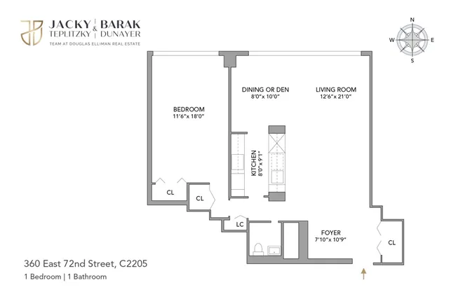 $999,000 | 360 East 72nd Street, Unit C2205 | Lenox Hill