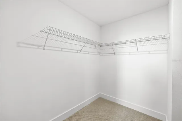 a view of a room with racks on the wall