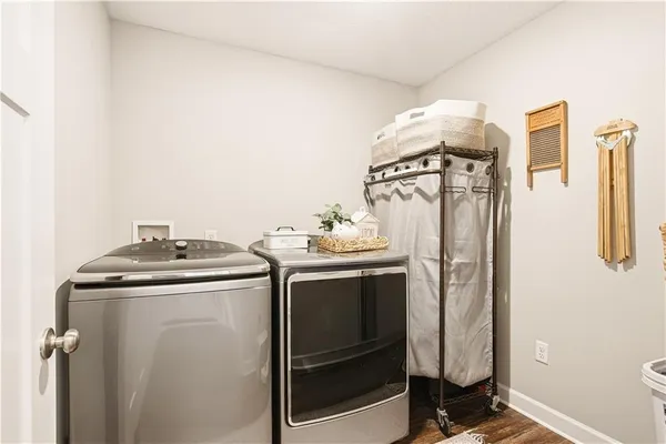 a utility room with dryer and washer