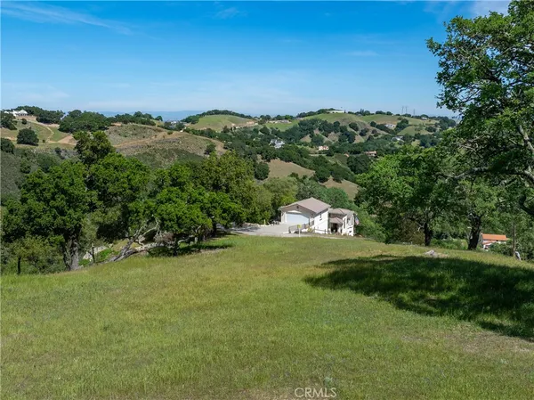 a view of a green field with lots of bushes