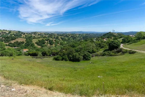 an aerial view of green landscape with trees houses and mountain view