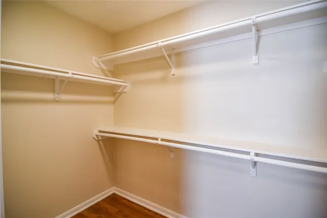 a view of a room with racks on the wall