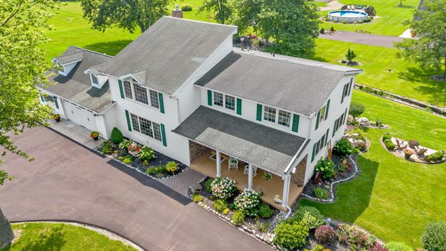 an aerial view of a house