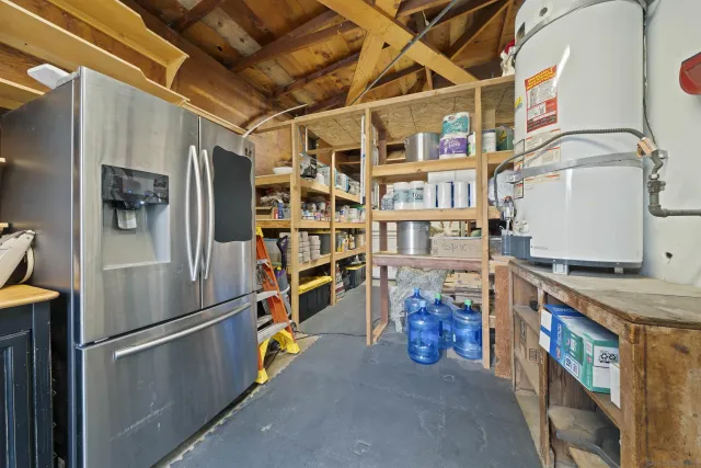 an aerial view of a house with a garden