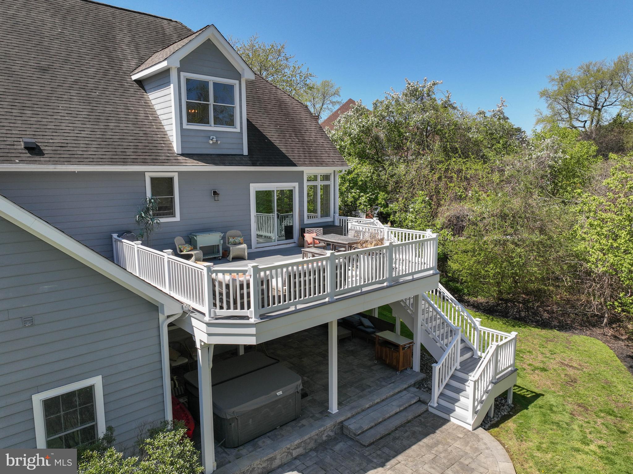3303 Hidden River View Road Annapolis, MD 21403 - Photo 54 of 78 Aerial view of deck. Hot tub on patio conveys