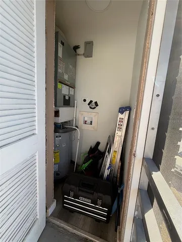 a view of a porch and wooden floor