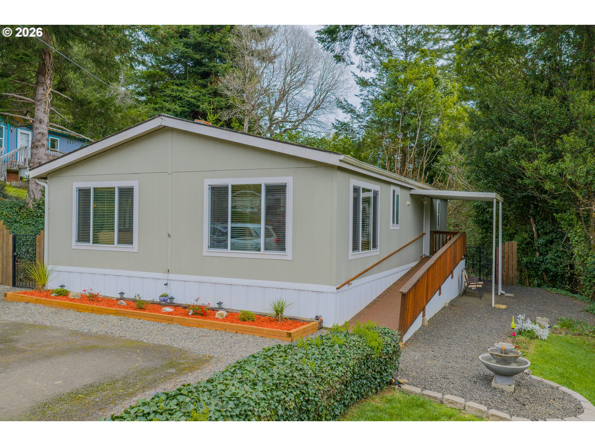 a house view with a backyard space