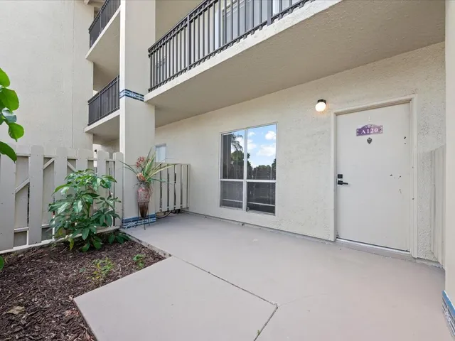 a view of a swimming pool with a yard and plants