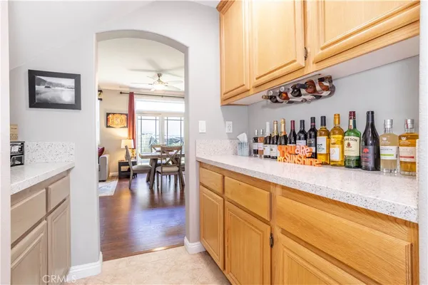 a kitchen with lots of counter top space
