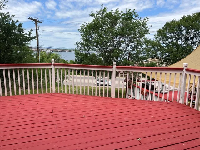 a view of wooden deck