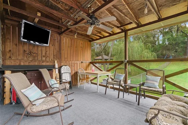 a view of an outdoor space with seating area