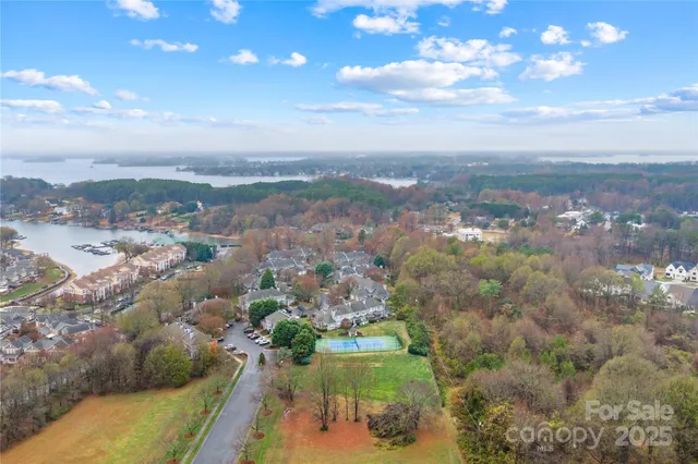 a view of a lake with a city