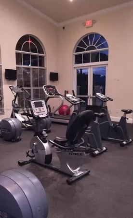 a room with gym equipment