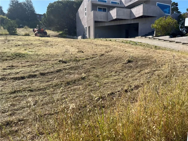 a view of a yard covered in snow