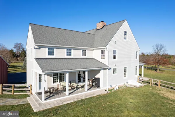 a view of a lake with a big yard