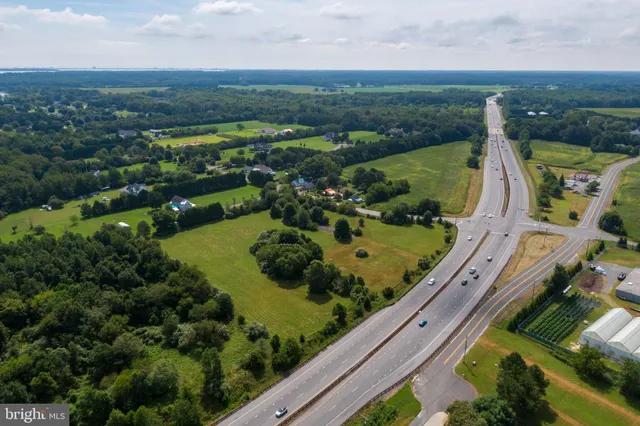 an aerial view of a residential houses with outdoor space and trees
