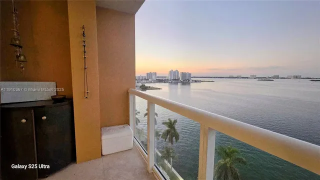 a view of a lake from a balcony