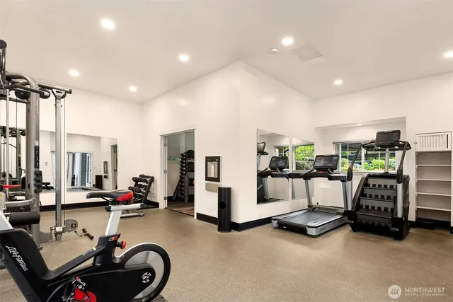 a view of a room with gym equipment