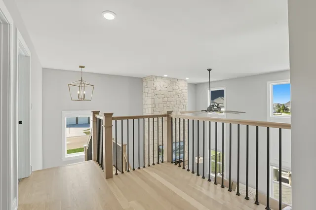 a view of a hallway with closet area