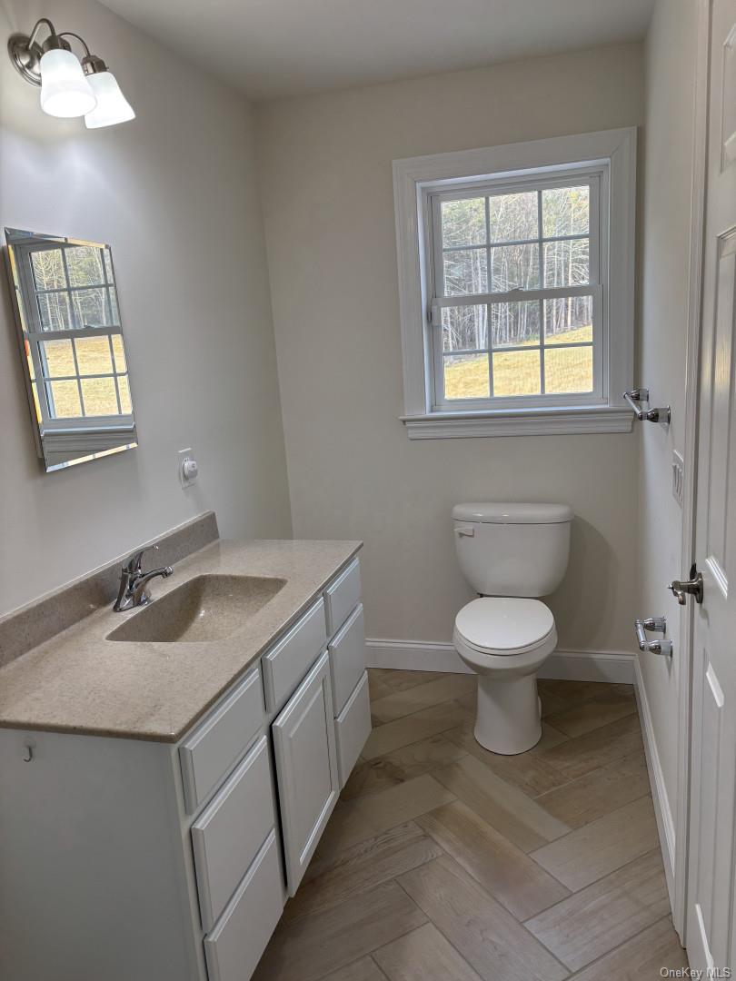 657 Sackett Lake Road Monticello, NY 12701 - Photo 17 of 36 a bathroom with a sink toilet and window