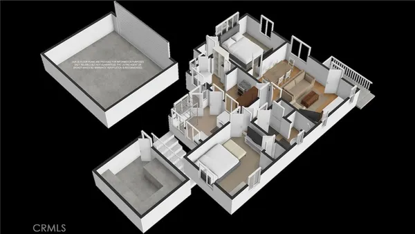 an aerial view of a couch