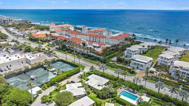 an aerial view of beach and ocean