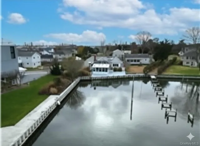 a view of a lake with a city